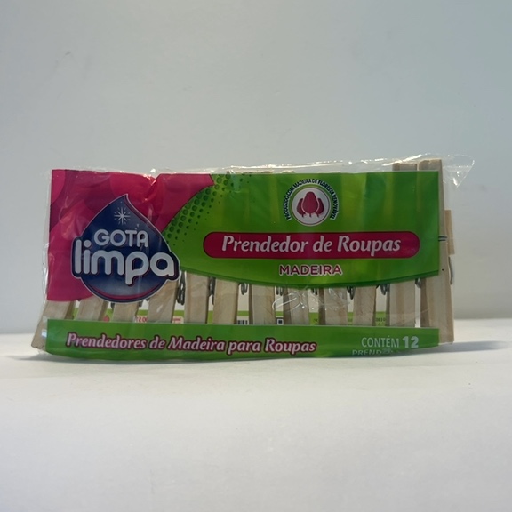 PRENDEDOR DE ROUPA MADEIRA GOTA LIMPA CONTÉM 4 DUZIAS