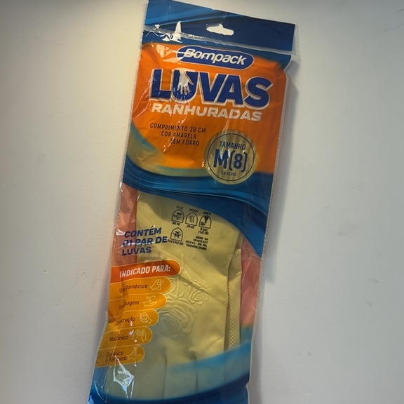 LUVAS RANHURADAS BOMPACK CONTÉM 1 PAR TAMANHO M/8 COMPRIMENTO 38cm
