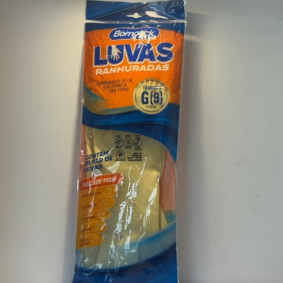 LUVAS RANHURADAS BOMPACK CONTÉM 1 PAR TAMANHO G/9 COMPRIMENTO 38cm