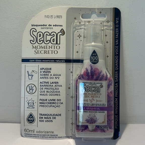 ODORIZANTE LAVANDA BLOQUEADOR DE ODORES SANITÁRIOS LAVANDA SECAR MOMENTO SECRETO 60ml