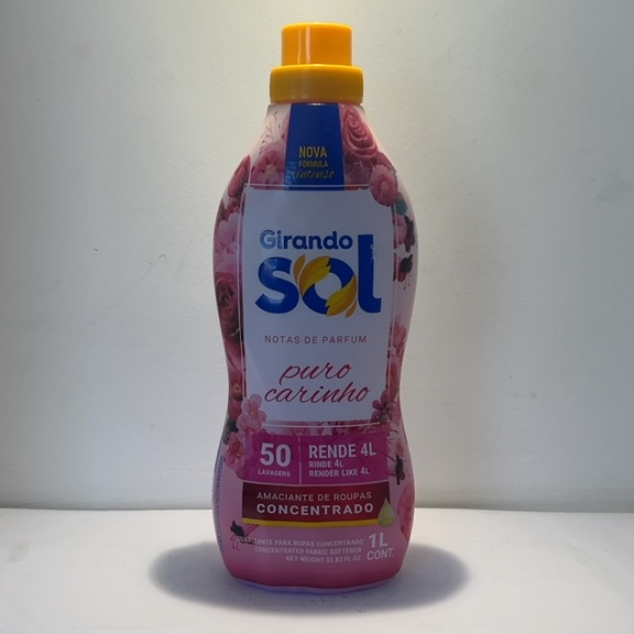 AMACIANTE DE ROUPAS CONCENTRADO GIRA SOL PURO CARINHO NOTAS DE PARFUM 1L