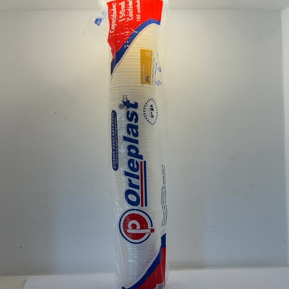 COPOS DESCARTÁVEIS ORLEPLAST TRANSPARENTE CONTÉM 100Unidades 150ml LINHA PP