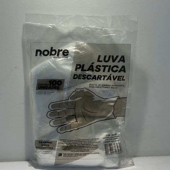 LUVA PLÁSTICA DESCARTÁVEL CONTÉM 100 UNIDADES