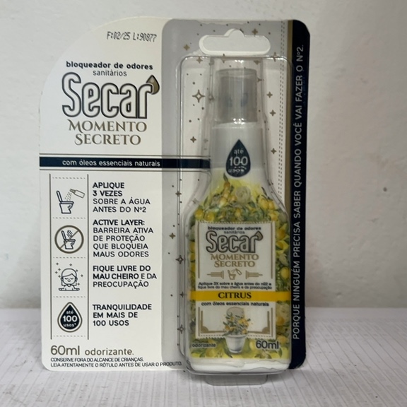 ODORIZANTE CÍTRUS BLOQUEADOR DE ODORES SANITÁRIOS LAVANDA SECAR MOMENTO SECRETO 60ml